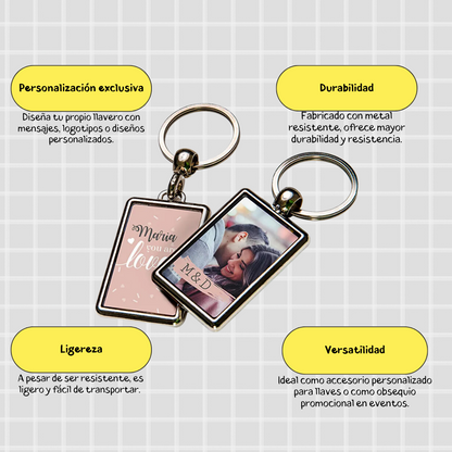 Llavero de metal Rectángulo completo Personalizado